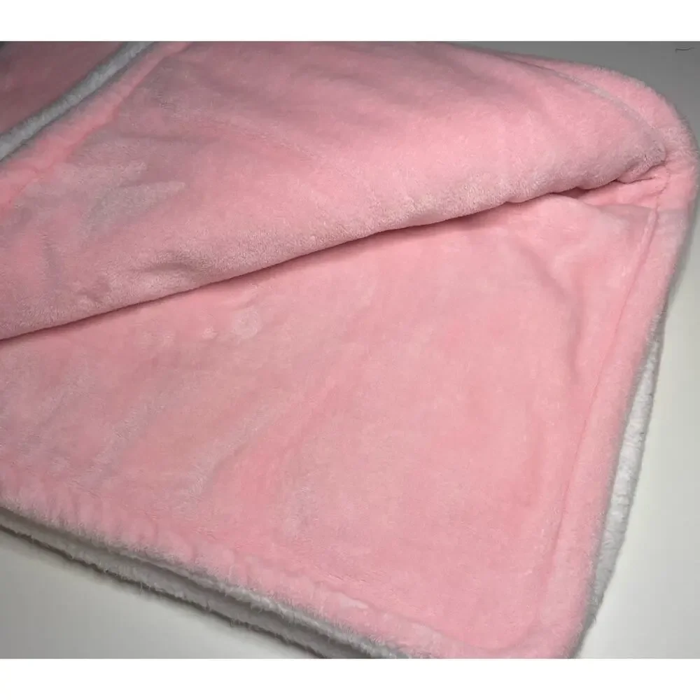 Carters Pink Cat Baby Blanket White Cream Sherpa Plush Kitty READ
